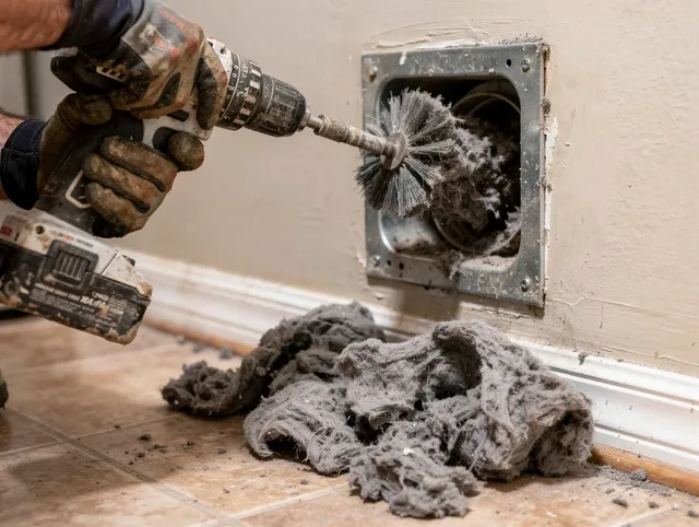 Certified Doral Dryer Vent Cleaning technician performing dryer vent cleaning in Doral